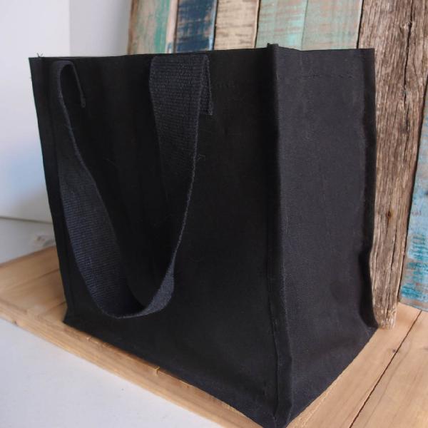 Black Canvas Shopping Tote - 12"x12"x7 3/4"