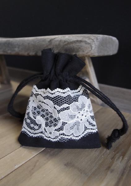 Black Cotton Bag with Lace 3x4 - 3" x 4"
