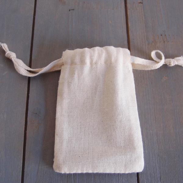 Cotton Net Drawstring Bag with Fabric Backing 3x4 - 3" x 4"