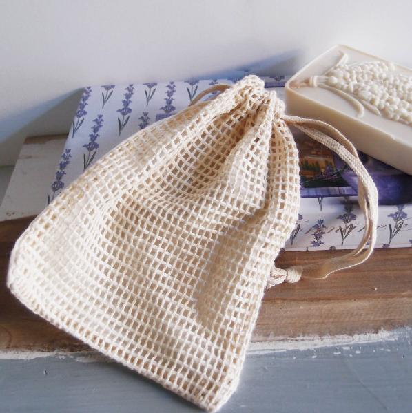 Cotton Net Drawstring Bag with Fabric Backing 5x7 - 5" x 7"