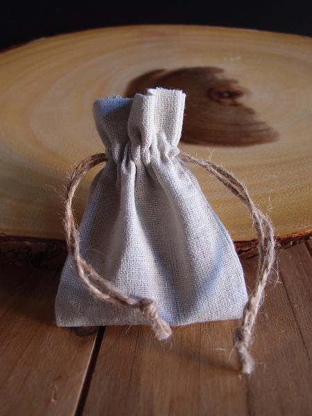 Linen Bag with Jute Cord - 3" x 4"