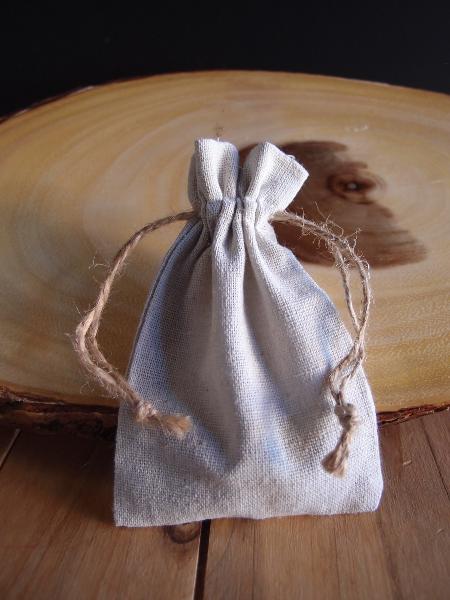 Linen Bag with Jute Cord - 3" x 5"