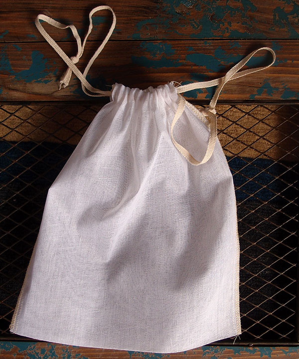 Natural Muslin Bags with Ivory Serged Edge 8x10 - 8" x 10"