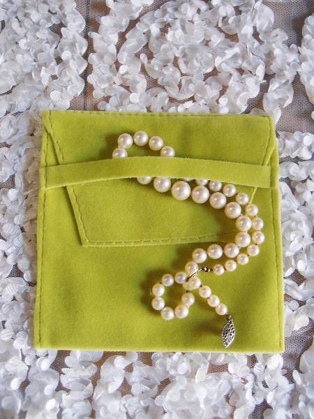 Green Velvet Flapover Jewelry Pouch 4 ¼ x 4 ½