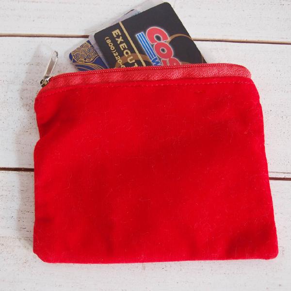 Red Velvet Zippered Bag with Red Zipper 5" x 4" - 5" x 4"