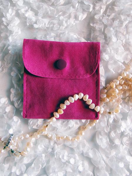 Velvet Jewelry Pouch with Snap Fastener - 3" x 3"