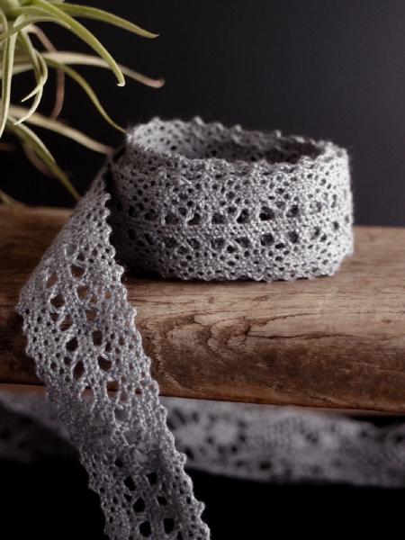 Gray Cotton Crochet Lace - 1" x 10Y
