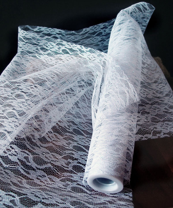 White Glitter Lace Draping - 19" x 5Y