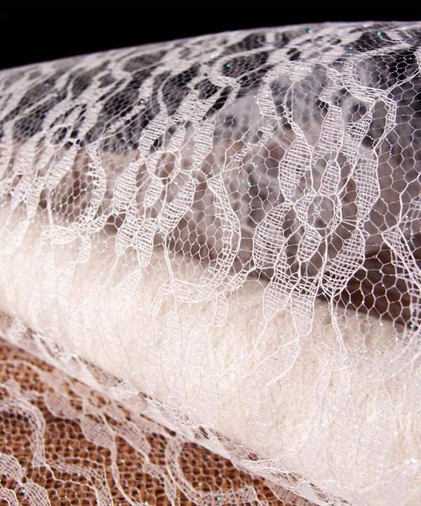 Ivory Glitter Lace Draping - 19" x 5Y