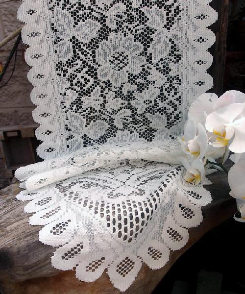Ivory Floral Lace Table Runner - 13" x 76"