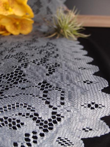Floral Lace Runner - Pewter Grey