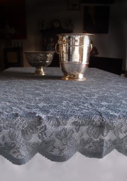Pewter Grey Floral Lace Overlay  - 54" x 54"