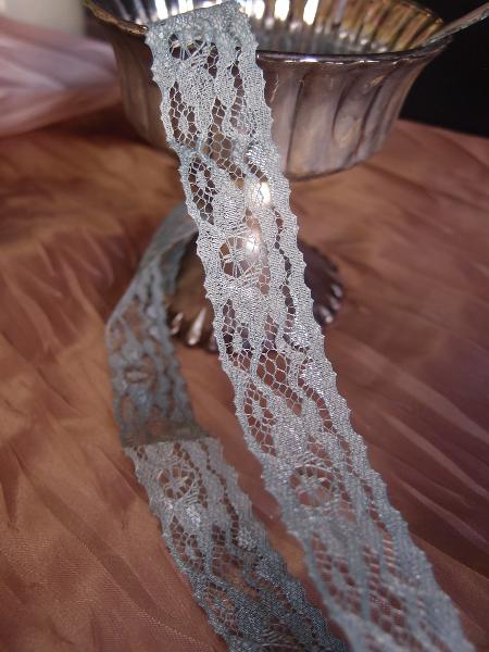 Gray Chantilly Lace Ribbon - 1" x 25Y