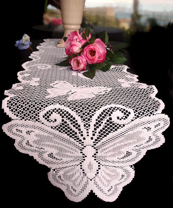 Lace Runner with Butterflies - 13" x 96"