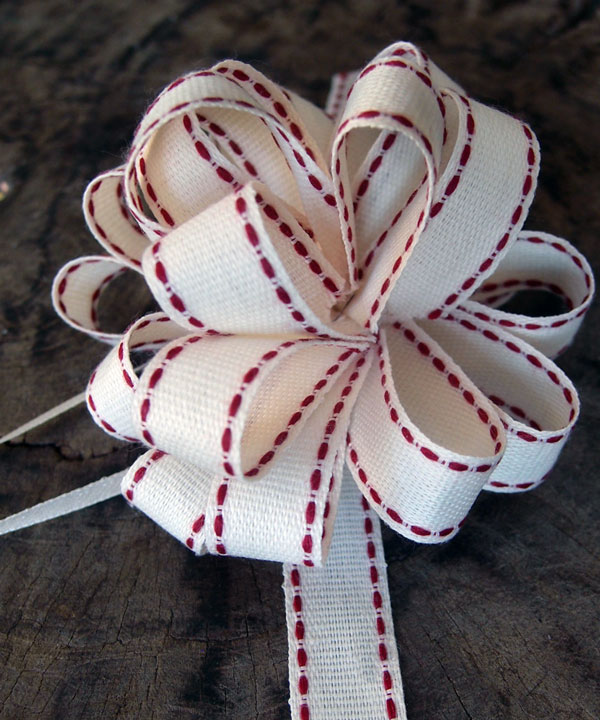 Canvas Pull Bow with Red Stitching