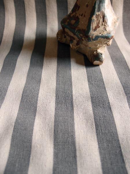 Linen Table Runner Solid Pewter Gray Stripes Selvage Edge - Linen Runner with White Stripes 14-1/2" x 108"