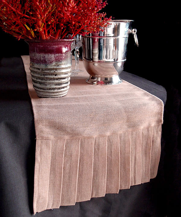 Jute and Cotton Blend Pleated Table Runner