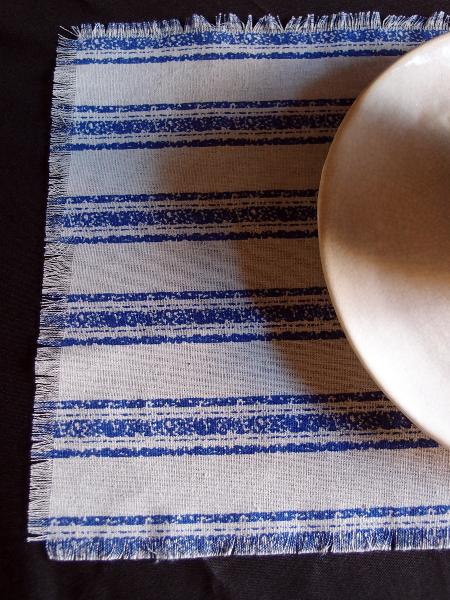 Linen Place Mat Blue Stripes  - 15.5" x 11.5"