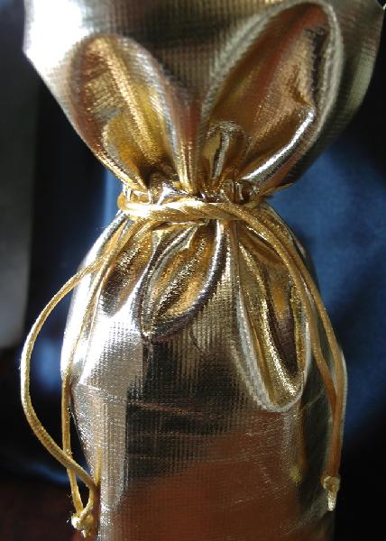 Gold Metallic Lamé Wine Bag
