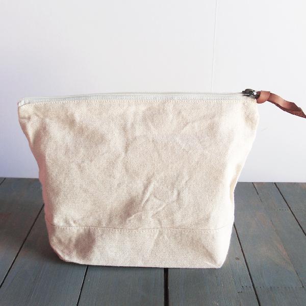 Natural Washed Canvas Zipper Pouch 11" - 11"W x 8"x 3" D