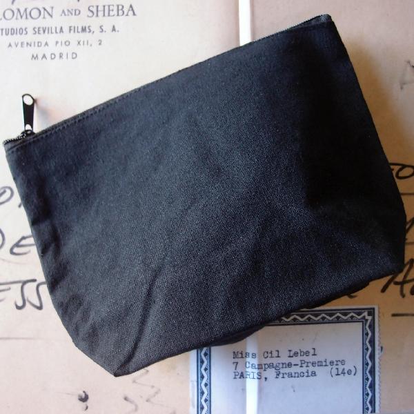 Black Recycled Canvas Zipper Bag - 8"W x 5.5" H x 2" bottom