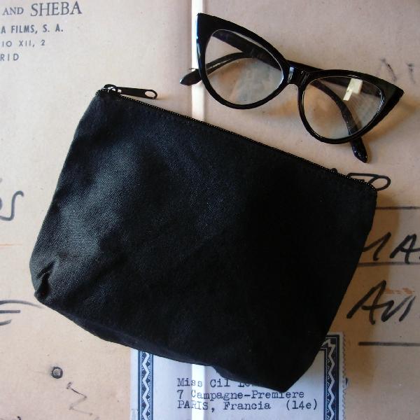 Black Recycled Canvas Zipper Bag - 10"W x 7" H x 3" bottom