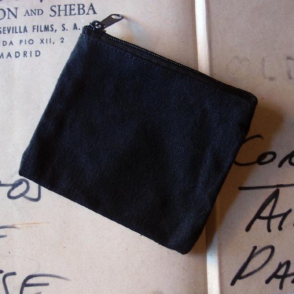 Black Recycled Canvas Zipper Bag - 5.5" W x 4.5" H 