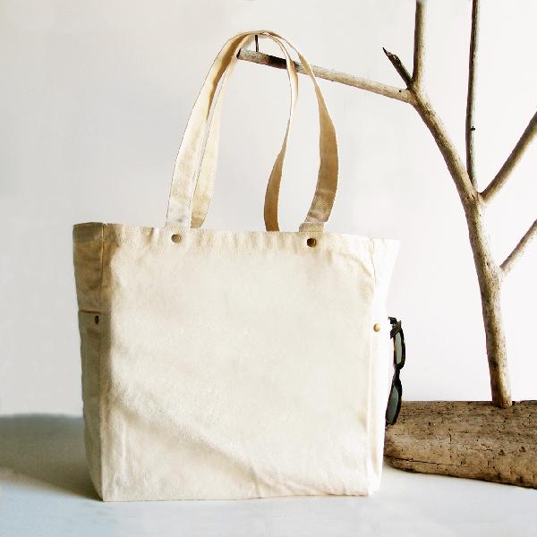 Natural Washed Canvas Tote Bag - 11.8" x 11.8" x 5.9"