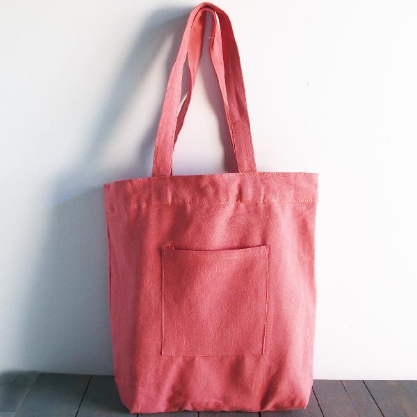 Coral Red Washed Canvas Tote Bag - 14" x 14" x 5"
