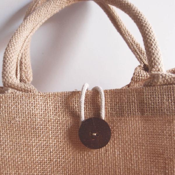 Jute Tote Bag with Canvas Pocket, 12 x 12 x 7 3/4" - 12" W x 12" H x 7 3/4" Gusset