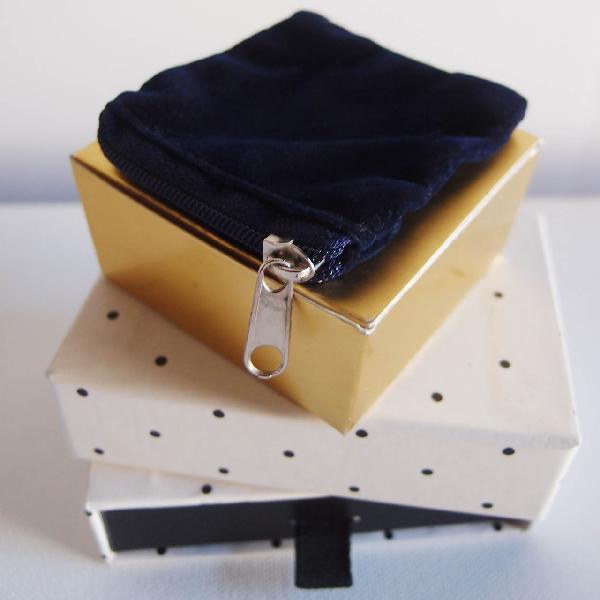 Blue Velvet Zippered Bag 2.5" x 2.5" - 2.5" x 2.5"