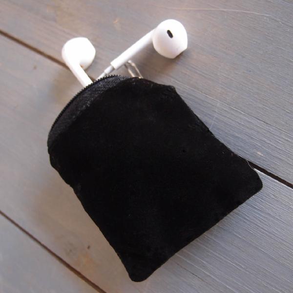 Black Velvet Zippered Bag with Black Zipper 2.5" x 2.5" - 2.5" x 2.5"