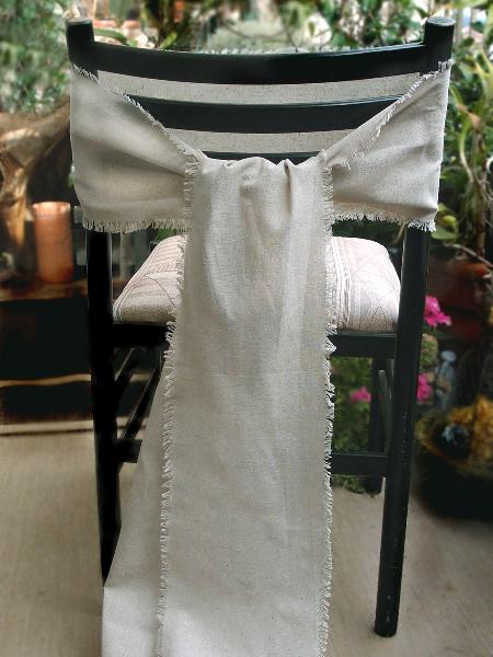 Linen Chair Sash with Fringed Edge