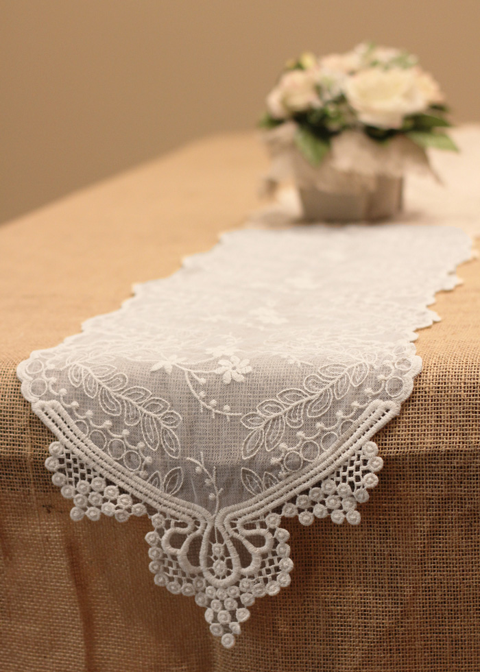 White Lace Table Runner - 12" x 74"