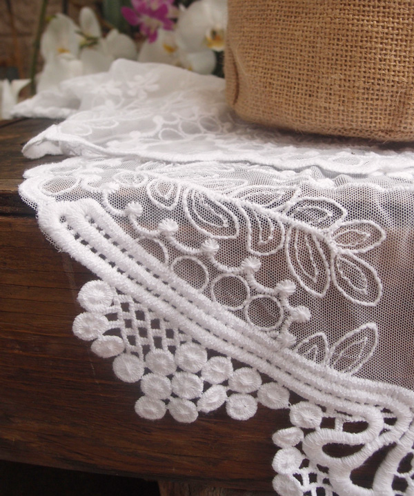 White Lace Table Runner - 12" x 74"