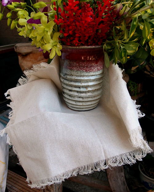 Linen Sheet with Fringed Edge