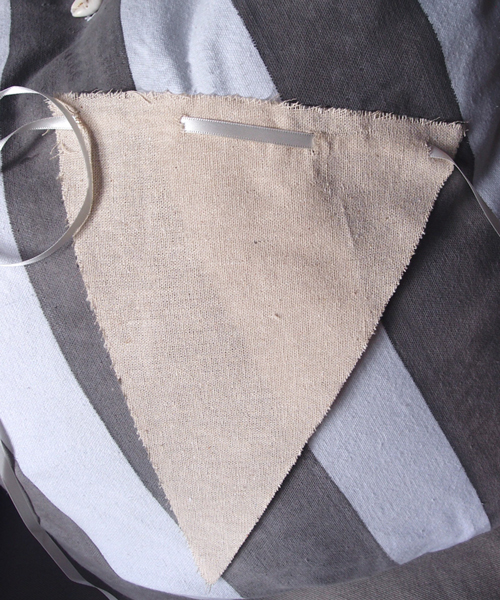 Linen Pennant with Fringed Edge & Satin Ribbon