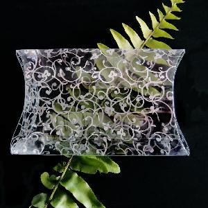 Silver Floral Transparent Pillow Boxes