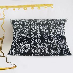 Black with White Damask Print Pillow Boxes - 144pcs/inner case, 864pcs/ master case