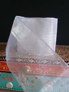 White Sheer Ribbon with Wired Edge
