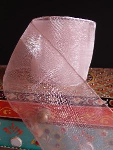 Pink Sheer Ribbon with Wired Edge