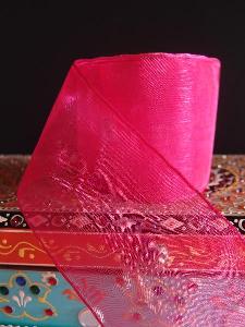 Shocking Pink Sheer Ribbon with Wired Edge