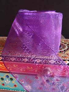 Purple Sheer Ribbon with Wired Edge