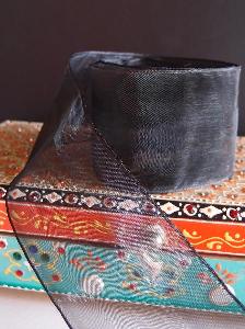 Black Sheer Ribbon with Wired Edge