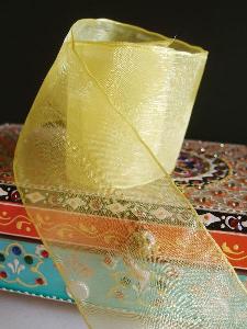 Yellow Sheer Ribbon with Wired Edge