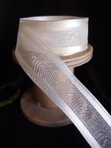 Ivory Sheer Ribbon with Satin Wired Edge