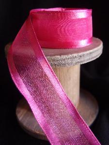Shocking Pink Sheer Ribbon with Satin Wired Edge