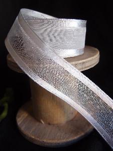 Silver Sheer Ribbon with Satin Wired Edge