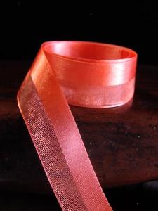 Orange Satin and Sheer Ribbon - 7/8" x 50y