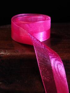 Azalea Pink Satin and Sheer Ribbon - 7/8" x 50y